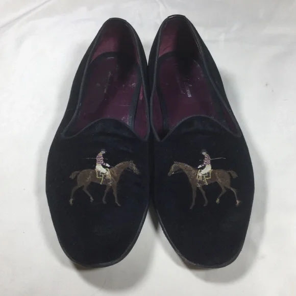Ralph Lauren Purple Label Embroidered Velvet Collis Loafers Slipper Shoes Ralph Lauren Purple Label Men main image 4